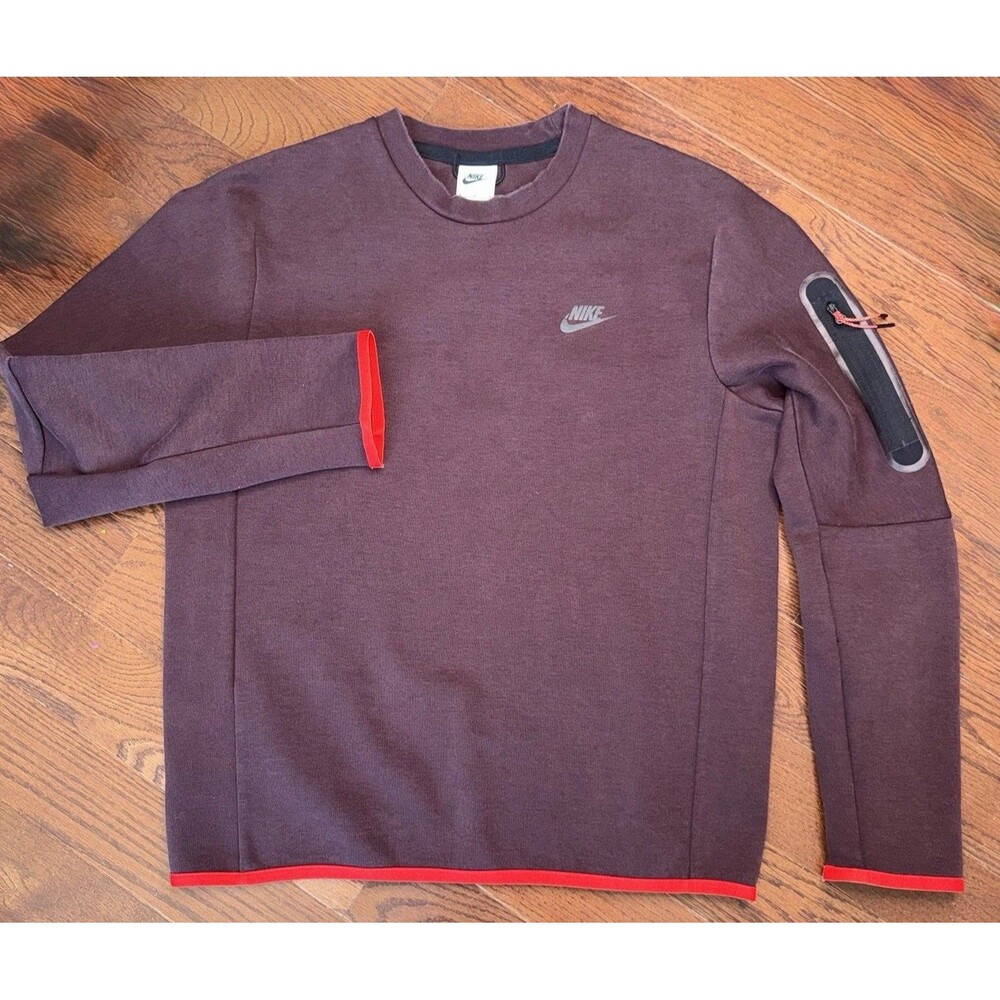 Nike Tech Fleece Crewneck Sweatshirt Brown Basalt CU4505203 Sz Medium